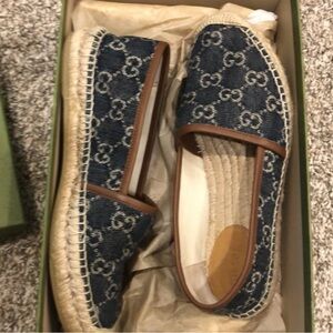 AUTHENTIC GUCCI ESPADRILLES -GG MONOGRAM 
Wi/ Gucci box & Gucci dust covers
